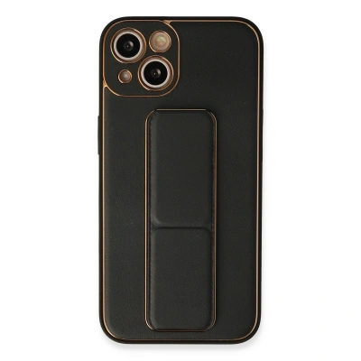 HERŞEYTREND Apple İphone 13 Kılıf Coco Deri Standlı Kapak - Siyah