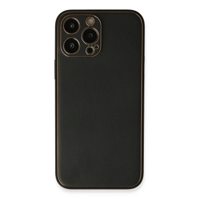 HERŞEYTREND Apple İphone 13 Pro Max Kılıf Coco Deri Silikon Kapak - Siyah