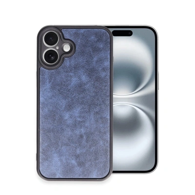 HERŞEYTREND Apple İphone 16 Plus Kılıf Aras Deri Kapak - Lacivert