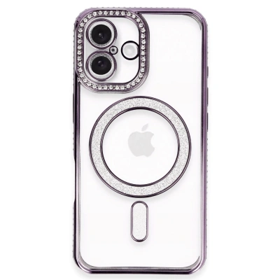 HERŞEYTREND Apple İphone 16 Plus Kılıf Joke Simli Magneticsafe Kılıf - Derin Mor