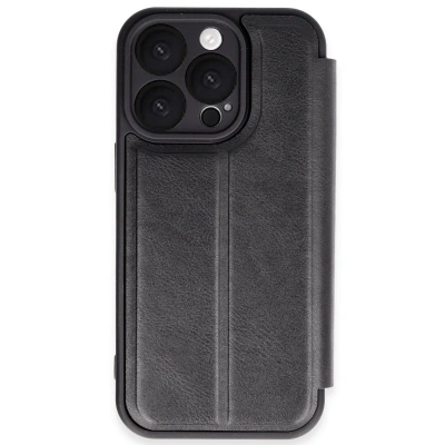 HERŞEYTREND Apple İphone 16 Pro Kılıf Flip Cover - Siyah