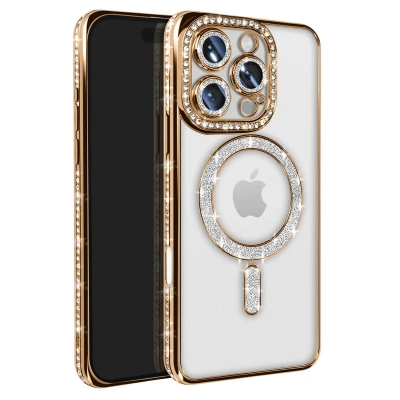 HERŞEYTREND Apple İphone 16 Pro Max Kılıf Joke Simli Magneticsafe Kılıf - Gold