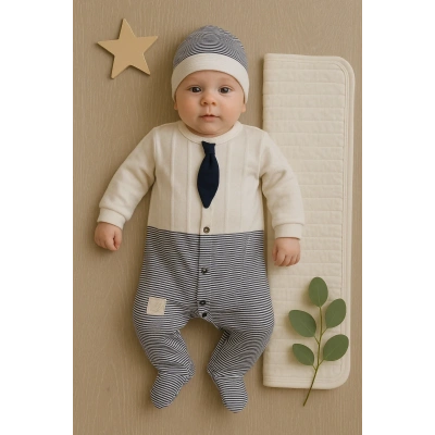 HERŞEYTREND Battaniyeli Tulumlu Erkek Bebek Set %100 Pamuk