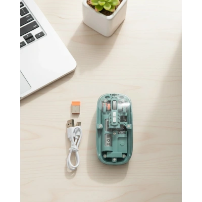 HERŞEYTREND Bluetooth ve 2.4G USB Destekli Pilli Kablosuz Şeffaf Mouse