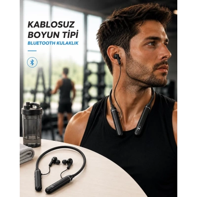 HERŞEYTREND Boyun Tipi Kablosuz Bluetooth Kulaklık Uzun Pil Ömrü Mikrofonlu