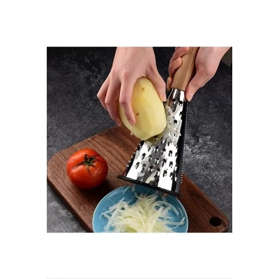 HERŞEYTREND Çelik Lüks Paslanmaz Çelik Konik Rende Bambu Saplı Royaleks-RND03