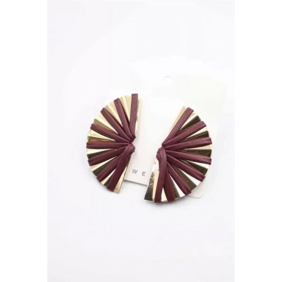 HERŞEYTREND Derili Küpe - Bordo