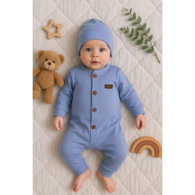 HERŞEYTREND Düğmeli Önden Açık İnterlok Tulum