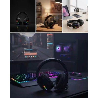 HERŞEYTREND Gaming Headset Kablosuz Bluetooth 40MM Sürücülü Mikrofonlu Oyuncu Kulaklığı