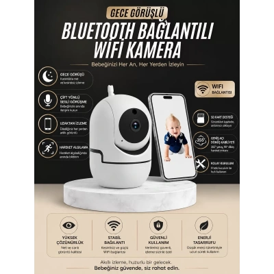 HERŞEYTREND Gece Görüşlü Bebek Kamerası  Telefondan Canlı Takip Özellikli
