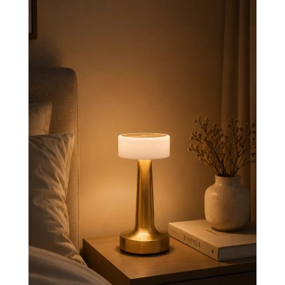 HERŞEYTREND Gold Kare LED Masa Lambası Şarjlı Dimmer Kontrollü Dekoratif Işık