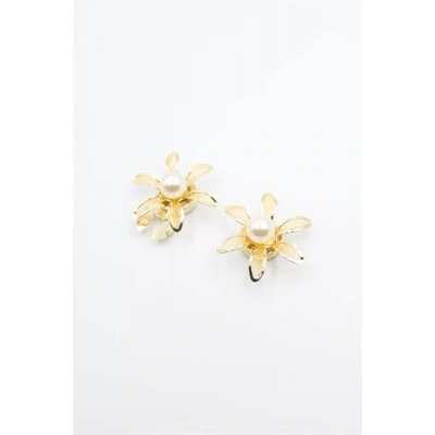 HERŞEYTREND İncili Düğme Broşu - Altın