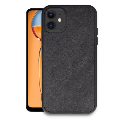 HERŞEYTREND İphone 11 Kılıf Aras Deri Kapak - Siyah