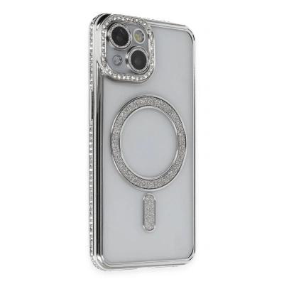 HERŞEYTREND İphone 13 Kılıf Joke Simli Magneticsafe Kılıf - Gümüş