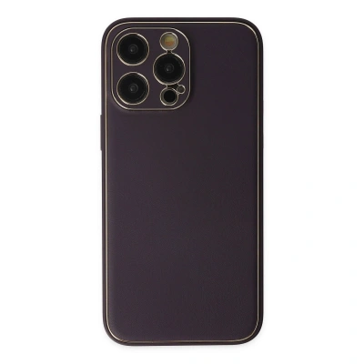 HERŞEYTREND İphone 13 Pro Kılıf Coco Deri Silikon Kapak - Derin Mor