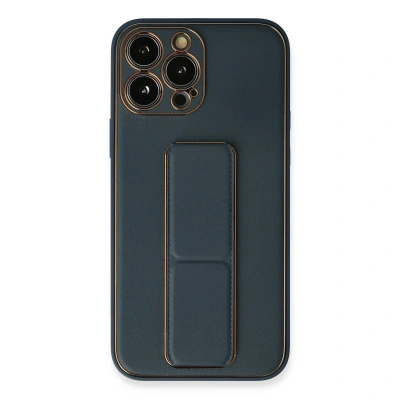 HERŞEYTREND İphone 13 Pro Kılıf Coco Deri Standlı Kapak - Mavi