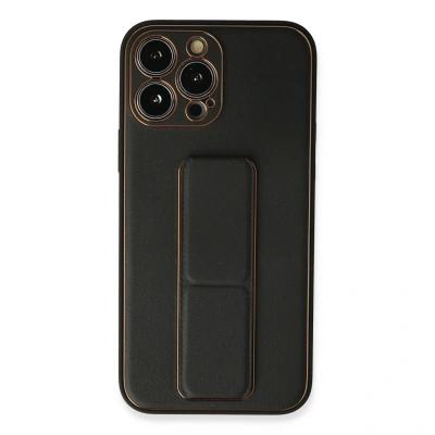 HERŞEYTREND İphone 13 Pro Max Kılıf Coco Deri Standlı Kapak - Siyah