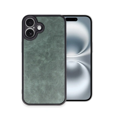 HERŞEYTREND İphone 16 Plus Kılıf Aras Deri Kapak - Koyu Yeşil