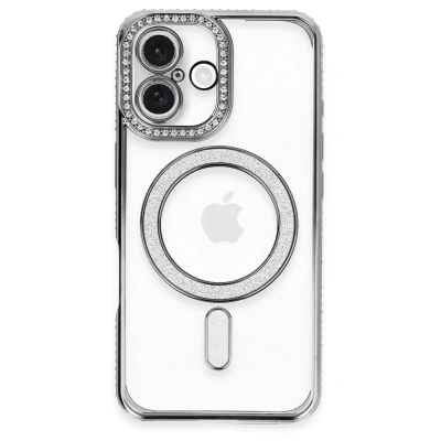 HERŞEYTREND İphone 16 Plus Kılıf Joke Simli Magneticsafe Kılıf - Gri