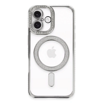 HERŞEYTREND İphone 16 Plus Kılıf Joke Simli Magneticsafe Kılıf - Gümüş