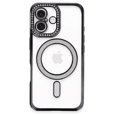 HERŞEYTREND İphone 16 Plus Kılıf Joke Simli Magneticsafe Kılıf - Siyah