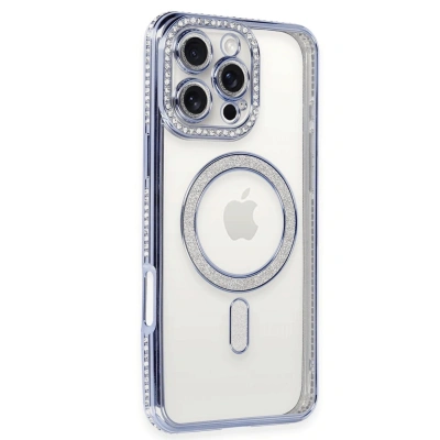 HERŞEYTREND İphone 16 Pro Kılıf Joke Simli Magneticsafe Kılıf - Mavi