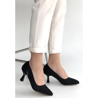 HERŞEYTREND Jedi Siyah Süet Topuklu Ayakkabı