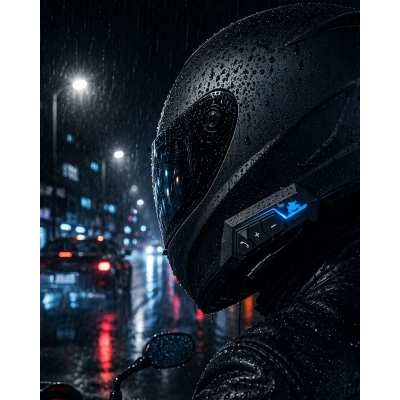 HERŞEYTREND Kablosuz Motosiklet Kask Kulaklığı Bluetooth Mikrofonlu Sürüş Sistemi