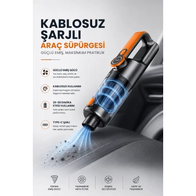 HERŞEYTREND Kablosuz Şarjlı Araç ve Ev Tipi El Süpürgesi
