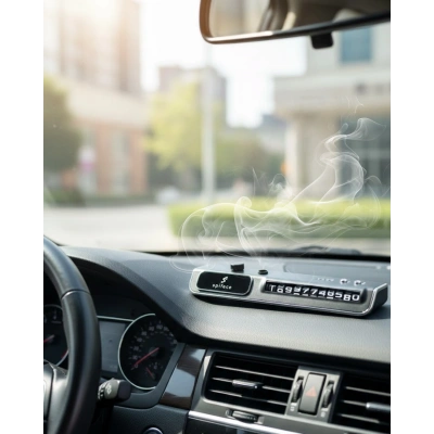 HERŞEYTREND LED Işıklı Araç Ön Cam Telefon Numarası Gösterme Aparatı + 3 Seviyeli Hava Nemlendirici
