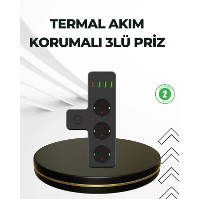 HERŞEYTREND Masa Üstü Çoklu Priz USB ve Type-C Çıkışlı Güç Dağıtıcı