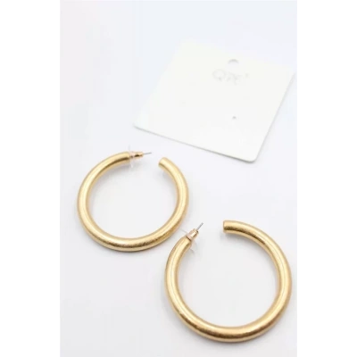 HERŞEYTREND Mat Halka Küpe 5 cm - Altın