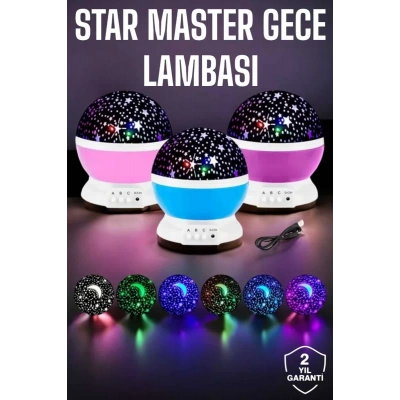 HERŞEYTREND Mavi ve Mor Işıklı Projeksiyon Lambası