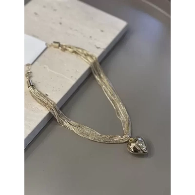 HERŞEYTREND Metal Kalp Kolye - Altın
