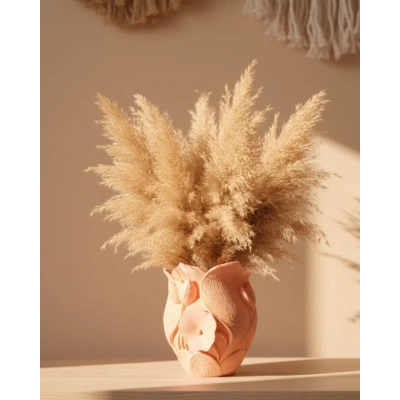 HERŞEYTREND Modern 3D Turuncu Çiçek Vazo Masaüstü Salon Dekoru