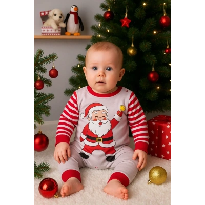 HERŞEYTREND Noel Baba Detaylı Bebek Tulum % 100 Pamuk