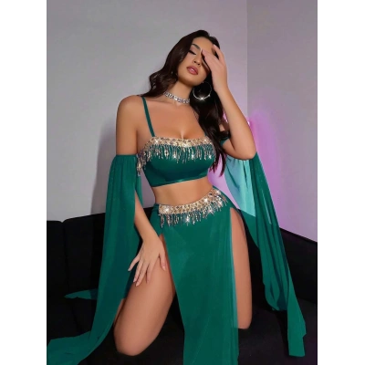 HERŞEYTREND  Özel Tasarım Yeşil Dansöz Kostümü