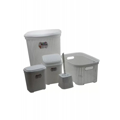 HERŞEYTREND Petek 5 Li Banyo Çeyiz Seti Royaleks-MRD307-Dv