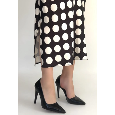 HERŞEYTREND Pley Siyah Rugan Stiletto Ayakkabı