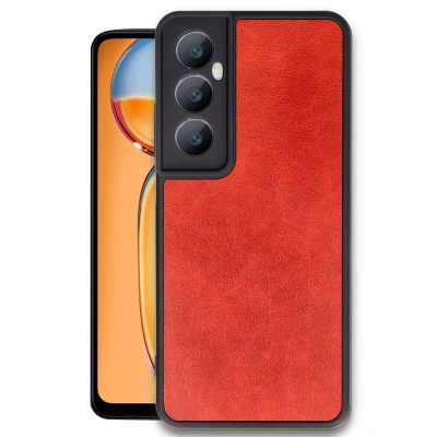 HERŞEYTREND Realme C65 Kılıf Aras Deri Kapak - Kırmızı