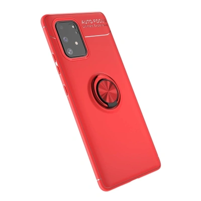 HERŞEYTREND Samsung Galaxy A91 / S10 Lite Kılıf Range Yüzüklü Silikon - Kırmızı