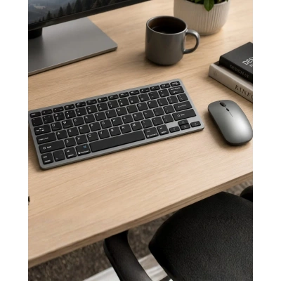HERŞEYTREND Şarjlı Kablosuz Klavye ve Mouse Seti Kompakt Taşınabilir Tasarım