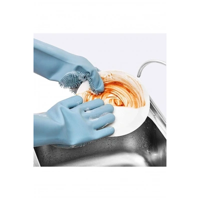 HERŞEYTREND Silikon Bulaşık Yıkama Eldiveni Silikonlu Mutfak Eldiveni Temizlik Mutfak Eldiven