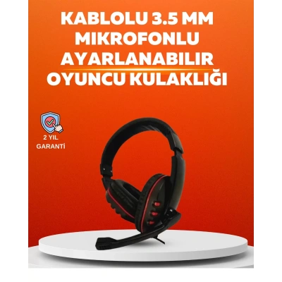 HERŞEYTREND Stereo KırmızıKulaklığı Yumuşak Pedli Mikrofonlu
