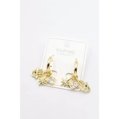 HERŞEYTREND Taşlı Charm Küpe - Altın