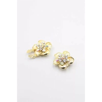 HERŞEYTREND Taşlı Düğme Broşu - Altın