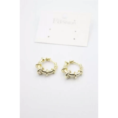 HERŞEYTREND Taşlı Halka Küpe - Altın