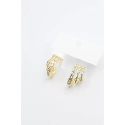 HERŞEYTREND Taşlı Halka Küpe - Altın