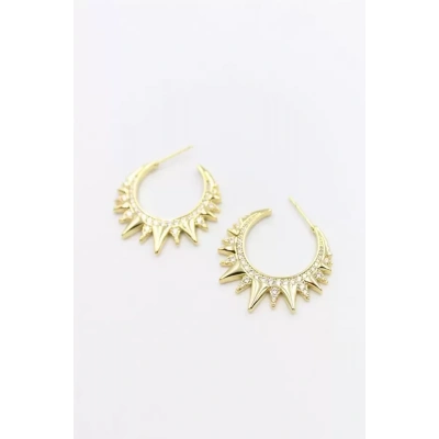 HERŞEYTREND Taşlı Halka Küpe - Altın