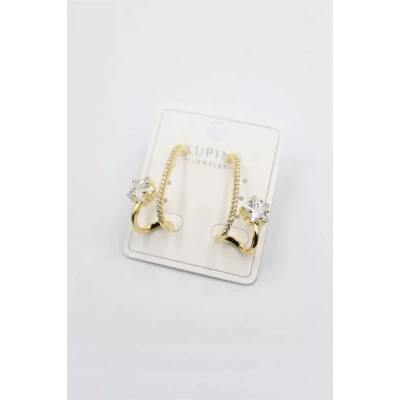 HERŞEYTREND Taşlı Halka Küpe - Altın